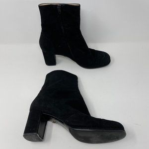 chanel suede ankle boots w/ interlocking cc logo